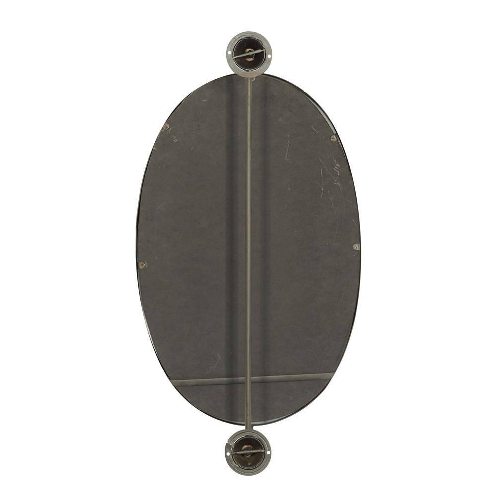 DecMode 15" x 29" Black Handmade Oval Shaped Wall Mirror