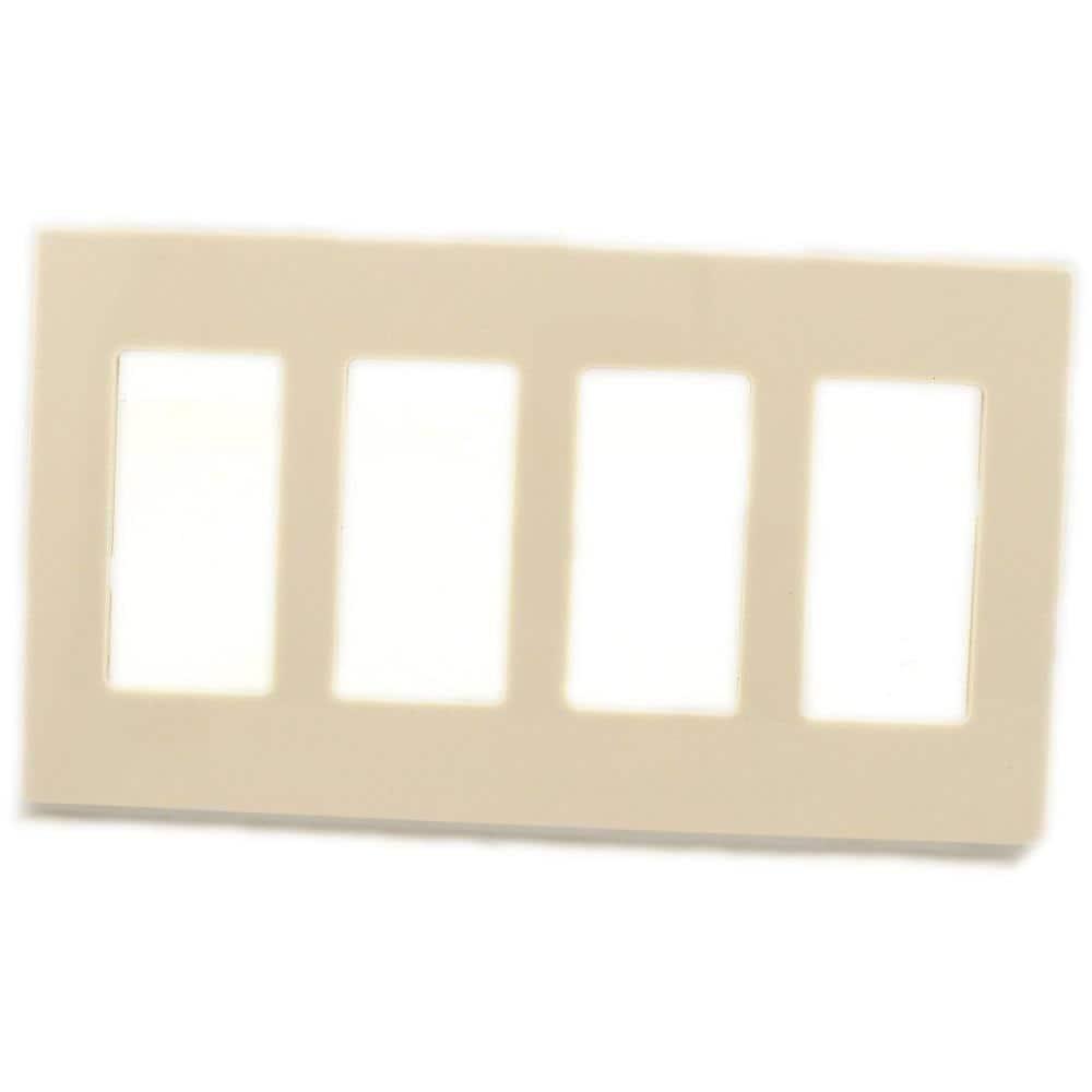 Light Almond 4-Gang Screwless Polycarbonate Wallplate