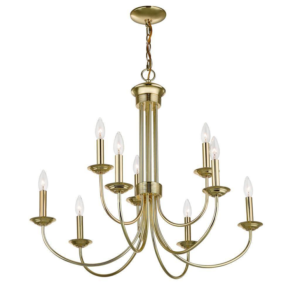 Livex Lighting Estate 9 - Light Chandelier in  Polished Brass