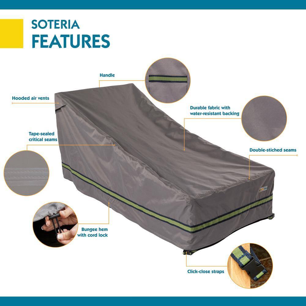 Duck Covers Soteria Waterproof 82 Inch Double Wide Patio Chaise Lounge Chair Cover