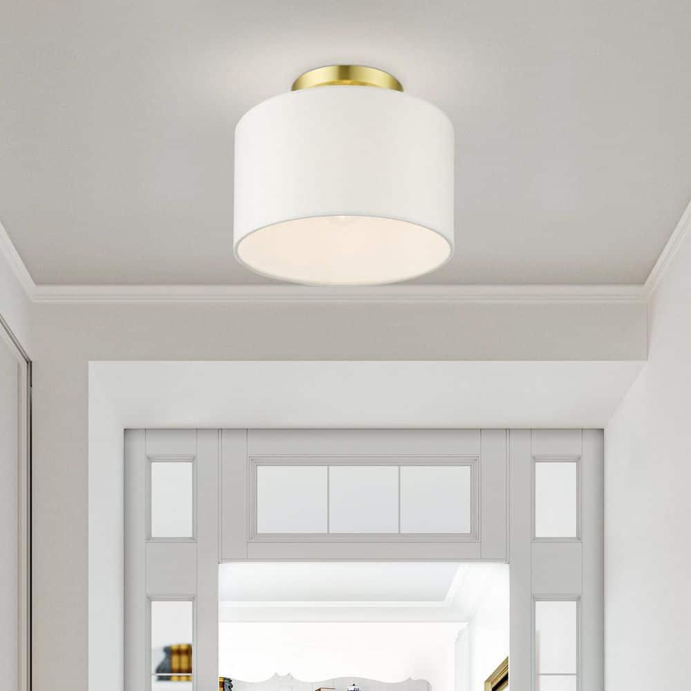 Livex Lighting Clark 1 - Light Semi-Flush Mount in  Satin Brass