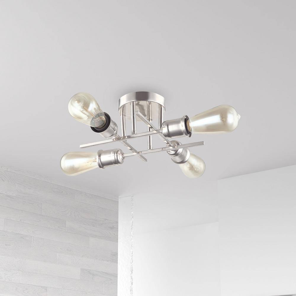 Dainolite 4LT Semi-Flush Mount, Burnished Chrome Finish