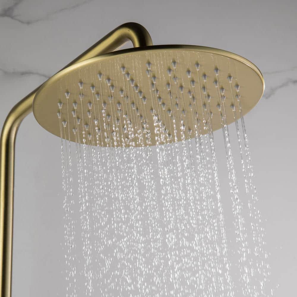 Exposed Pipe Shower System with 10" Overhead Shower, 3 Functions Tub Shower Faucet Sets with Rough-in Valve