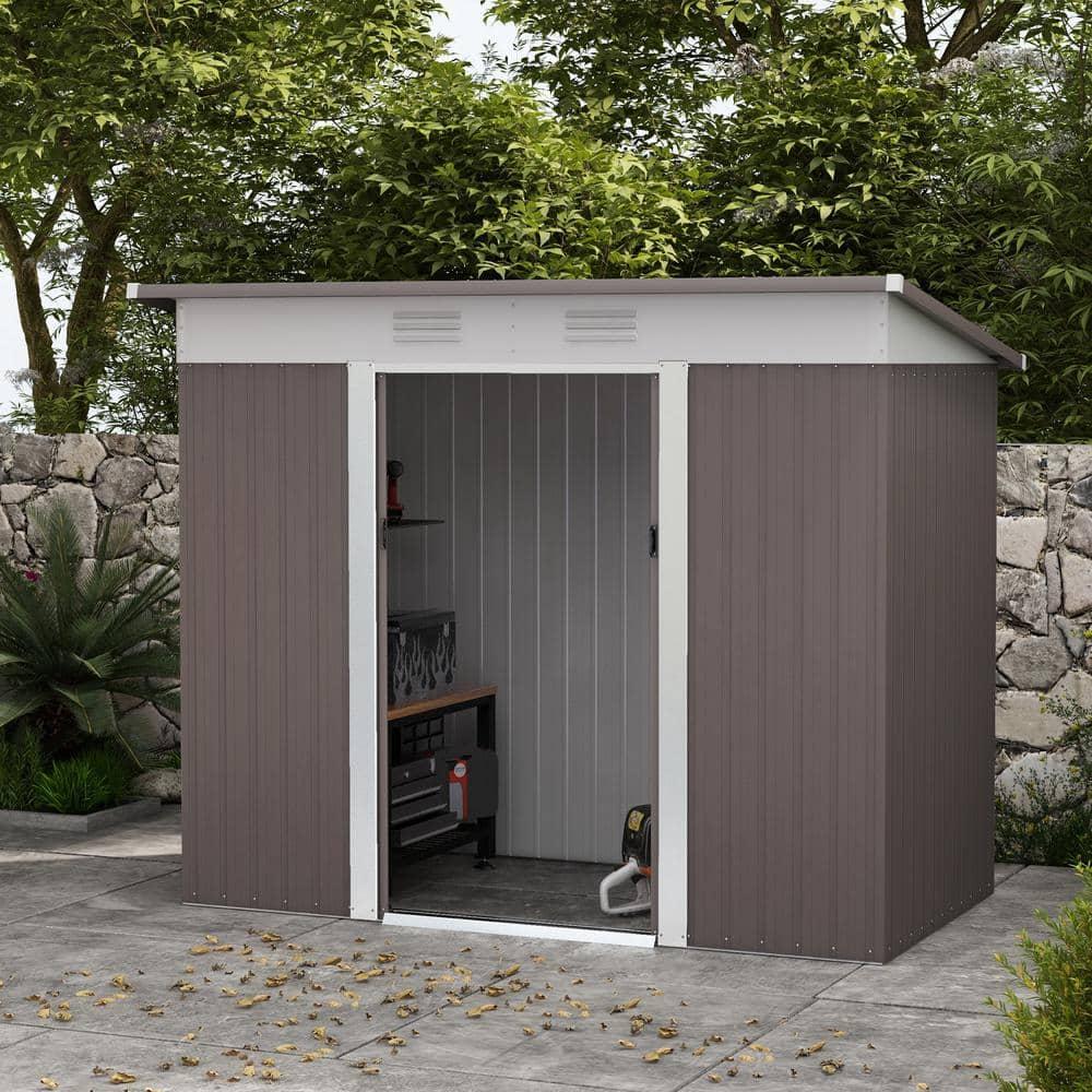 8 ft. W x 4 ft. D Galvanized Steel Storage Shed
