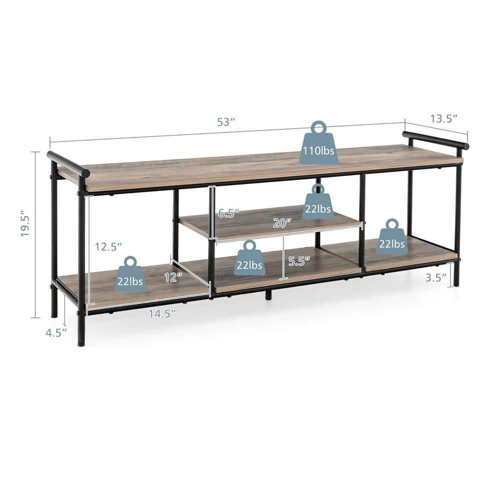 Costway Industrial TV Stand for TV's up to 60'' Media Center Console Table w/ Open Shelf
