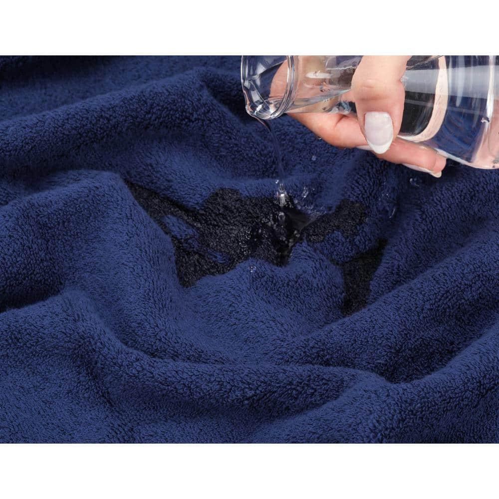 American Soft Linen Salem 4 Pack Washcloth Set, 100% Cotton Washcloth Hand Face Towels for Bathroom and Kitchen, Navy Blue