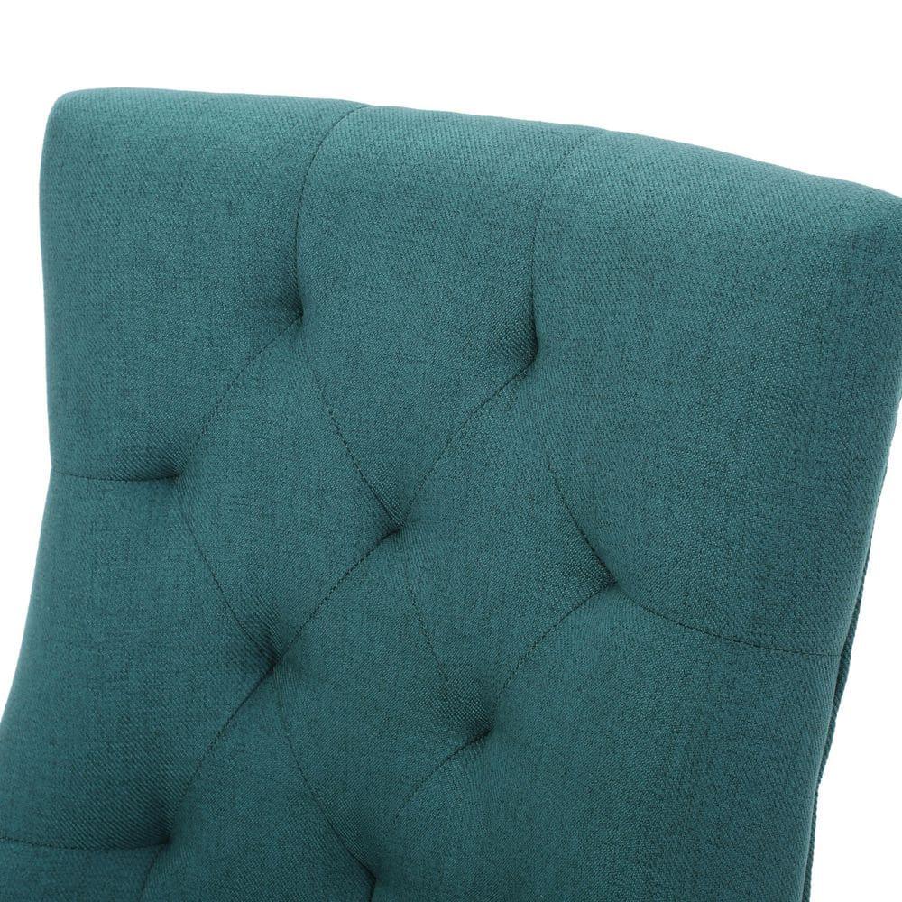 Noble House Tyler Indoor Fabric Dining Chairs, Set of 4, Dark Teal, Espresso