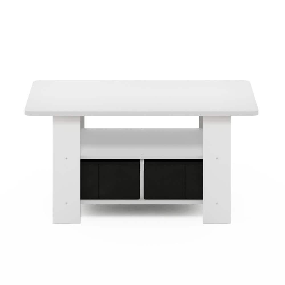 Furinno Andrey Coffee Table with Bin Drawer, White/Black