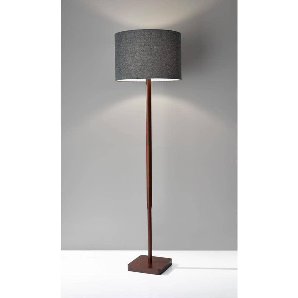 Adesso 58.5" 3-way Ellis Floor Lamp Brown: ETL Listed, Acrylic Shade, Turn Knob Switch