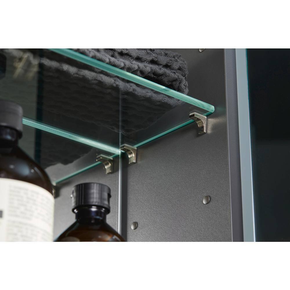 Surface Mount Frameless 1 Door Medicine Cabinet with 2 Shelves and LED Lighting