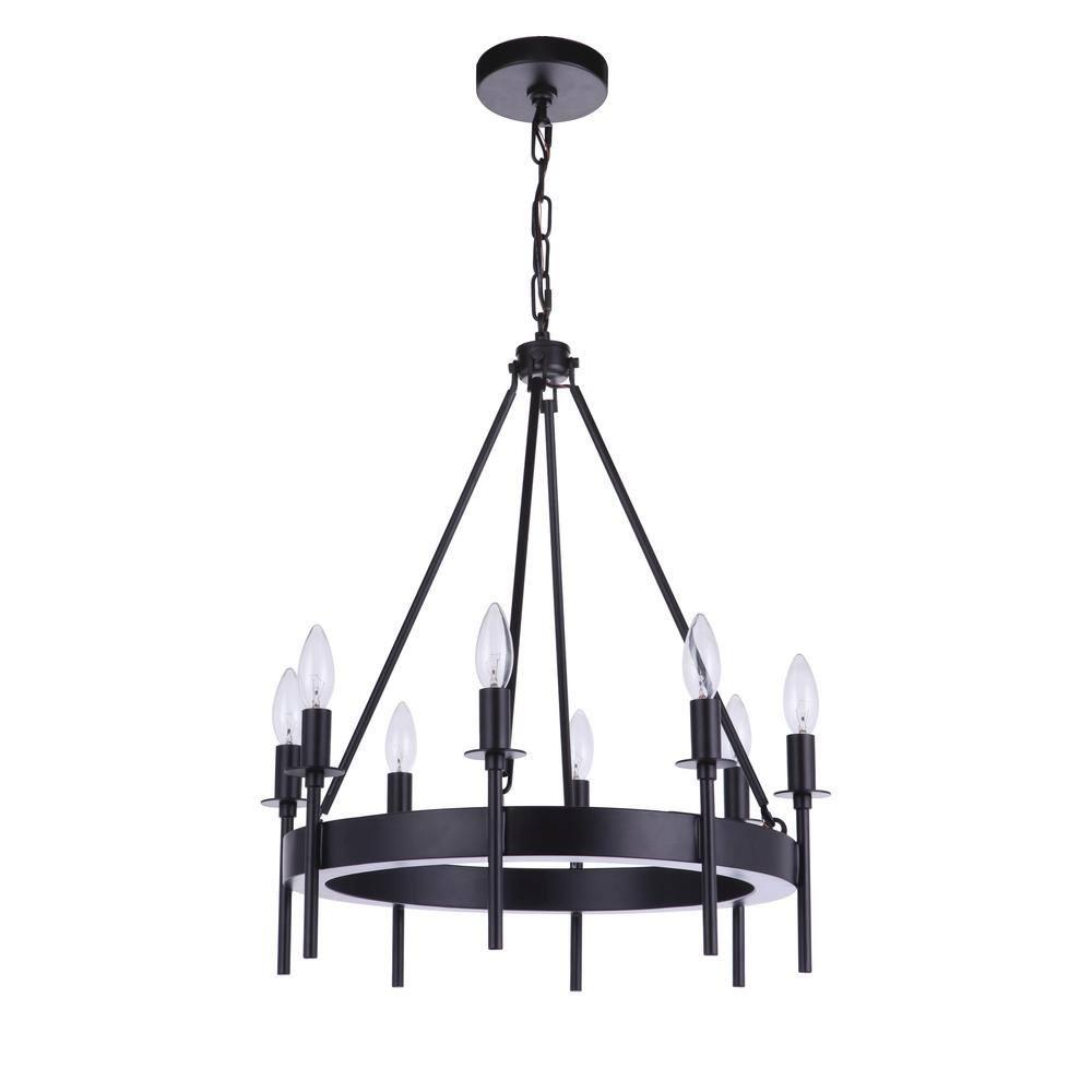 54328-FB-Craftmade Lighting-Larrson - 8 Light Chandelier-Flat Black Finish    -Traditional Installation