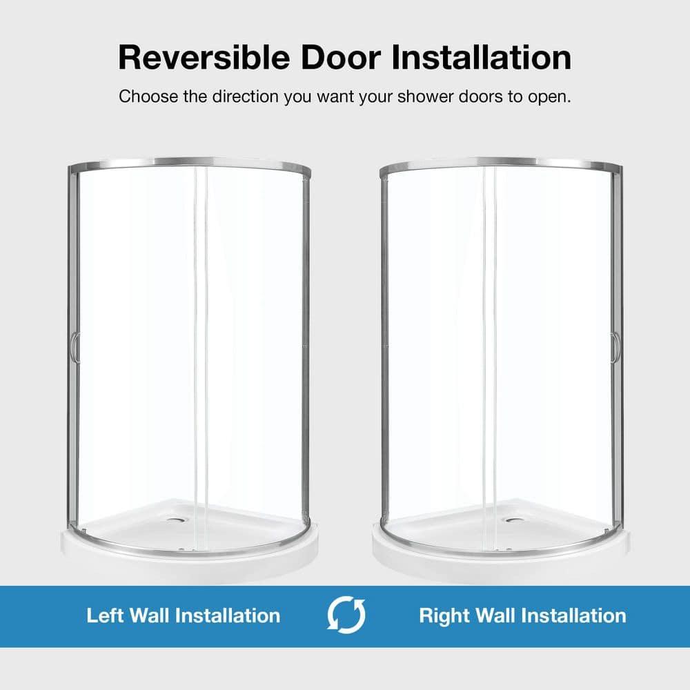 OVE Decors Breeze Premium 33 in. Framed Round Shower Kit w/ Clear Glass, Base