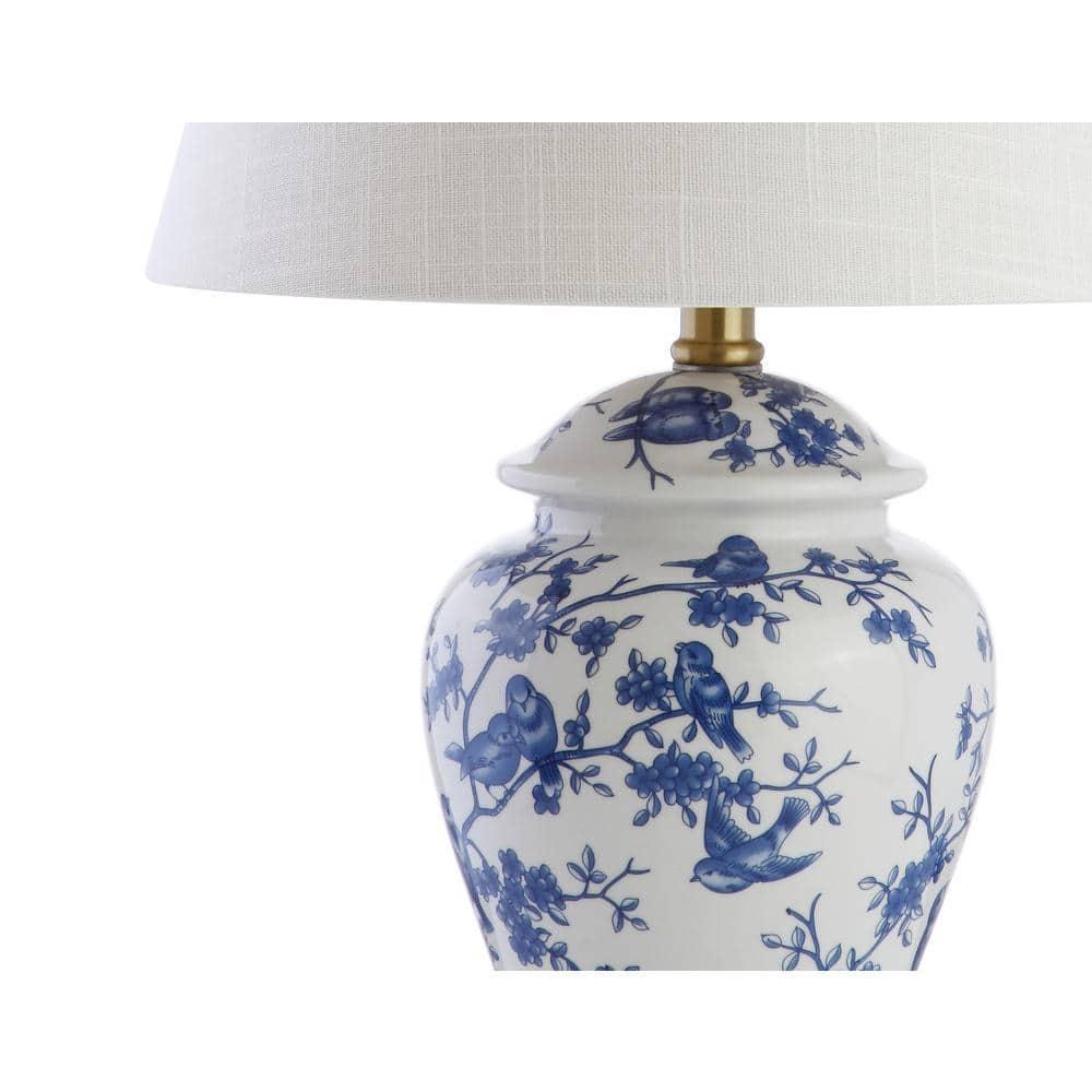 JONATHAN Y Penelope 22" French Country Cottage Ceramic/Iron Chinoiserie Ginger Jar LED Table Lamp, Navy/White