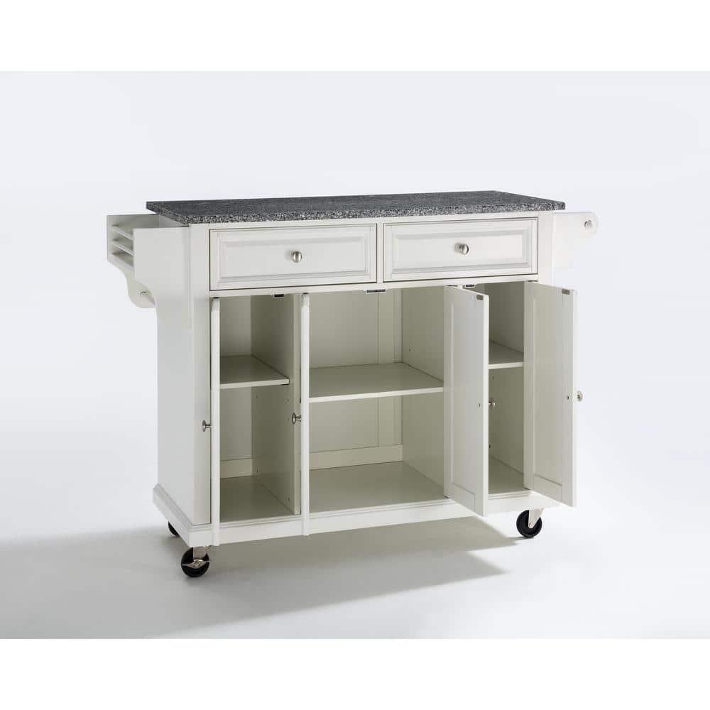 Crosley Furniture Wood/Solid Granite Kitchen Cart in White/Gray