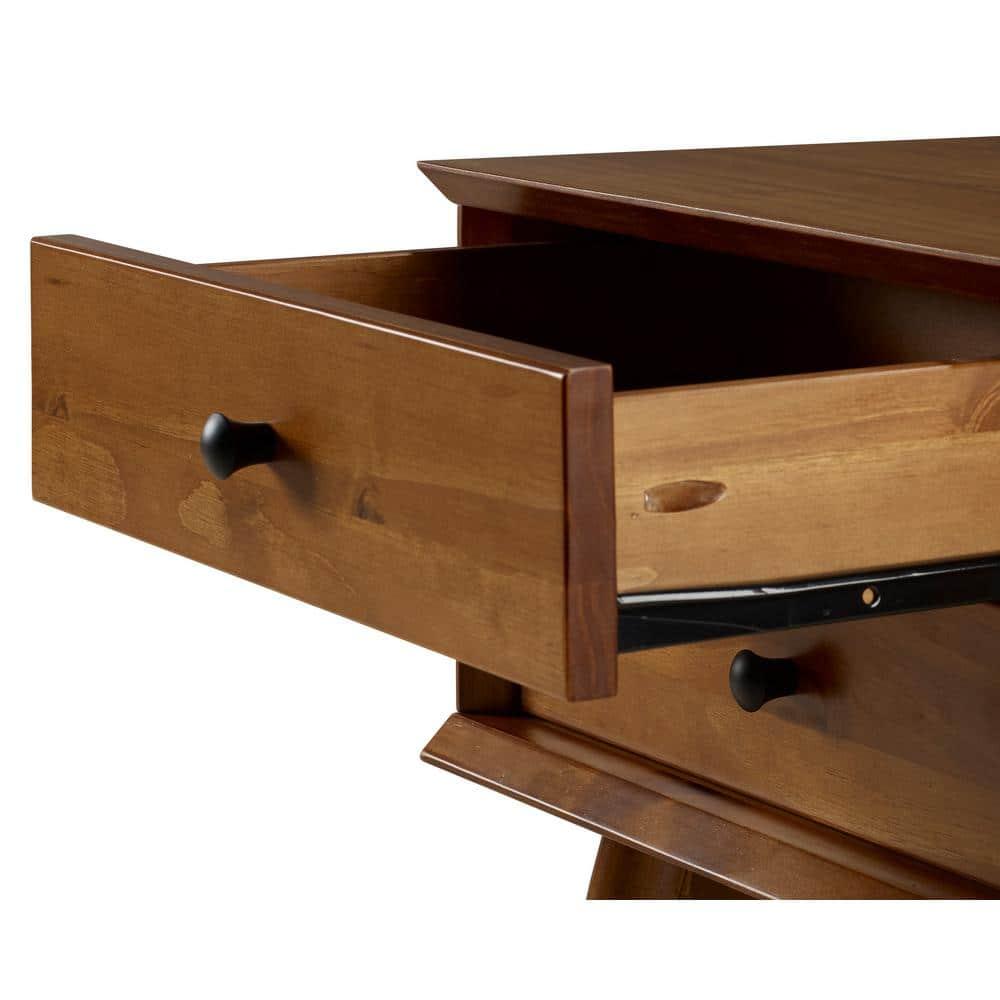 Camaflexi Mid Century Nightstand 2-Drawer Night Stand Cabinet, Castanho
