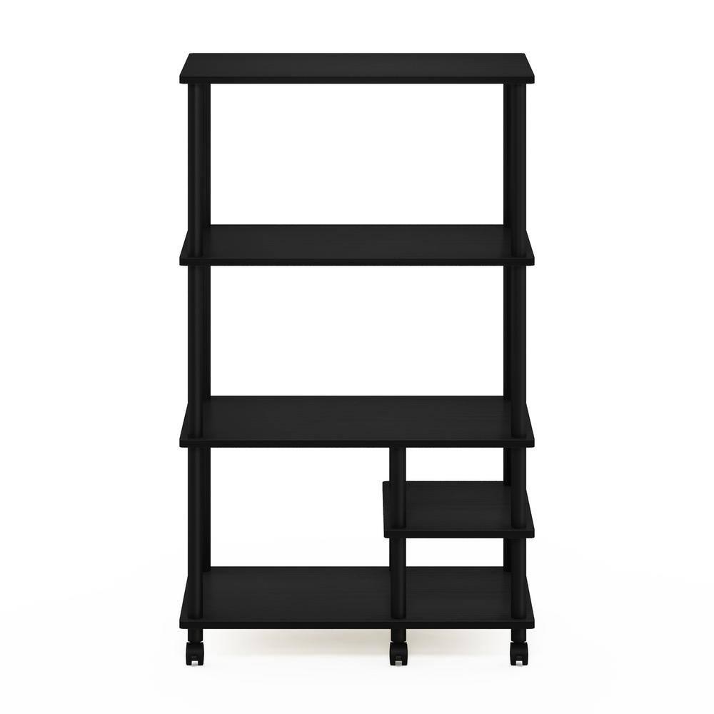 Furinno Turn-N-Tube 4-Tier Toolless Multipurpose Printer Stand Display Storage Shelf with Wheels, Americano/Black
