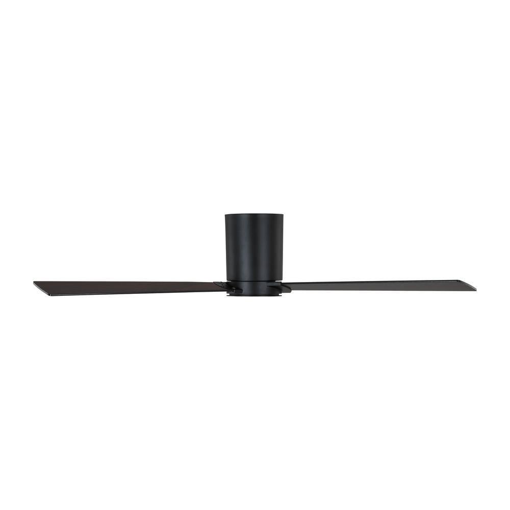 Monte Carlo 3RZHR52MBK Rozzen Hugger 52" Black Ceiling Fan with Remote Control, Reversible DC Motor, Damp Rated, 3 Reversible Blades (Midnight Black and American Walnut)