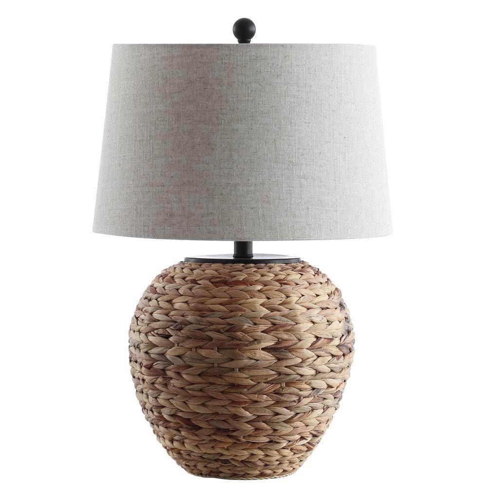 JYL6501A Alaro 24.5" Banana Leaf Basket LED Table Lamp Coastal Cottage Industrial Bedside Desk Nightstand for Bedroom Living Room Office College Bookcase LED Bulb Included, Natural