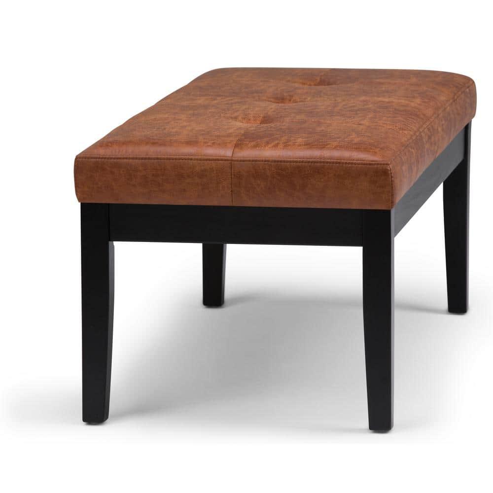 Simpli Home Lacey 41"W Tufted Ottoman Bench with Solid Wood Frame