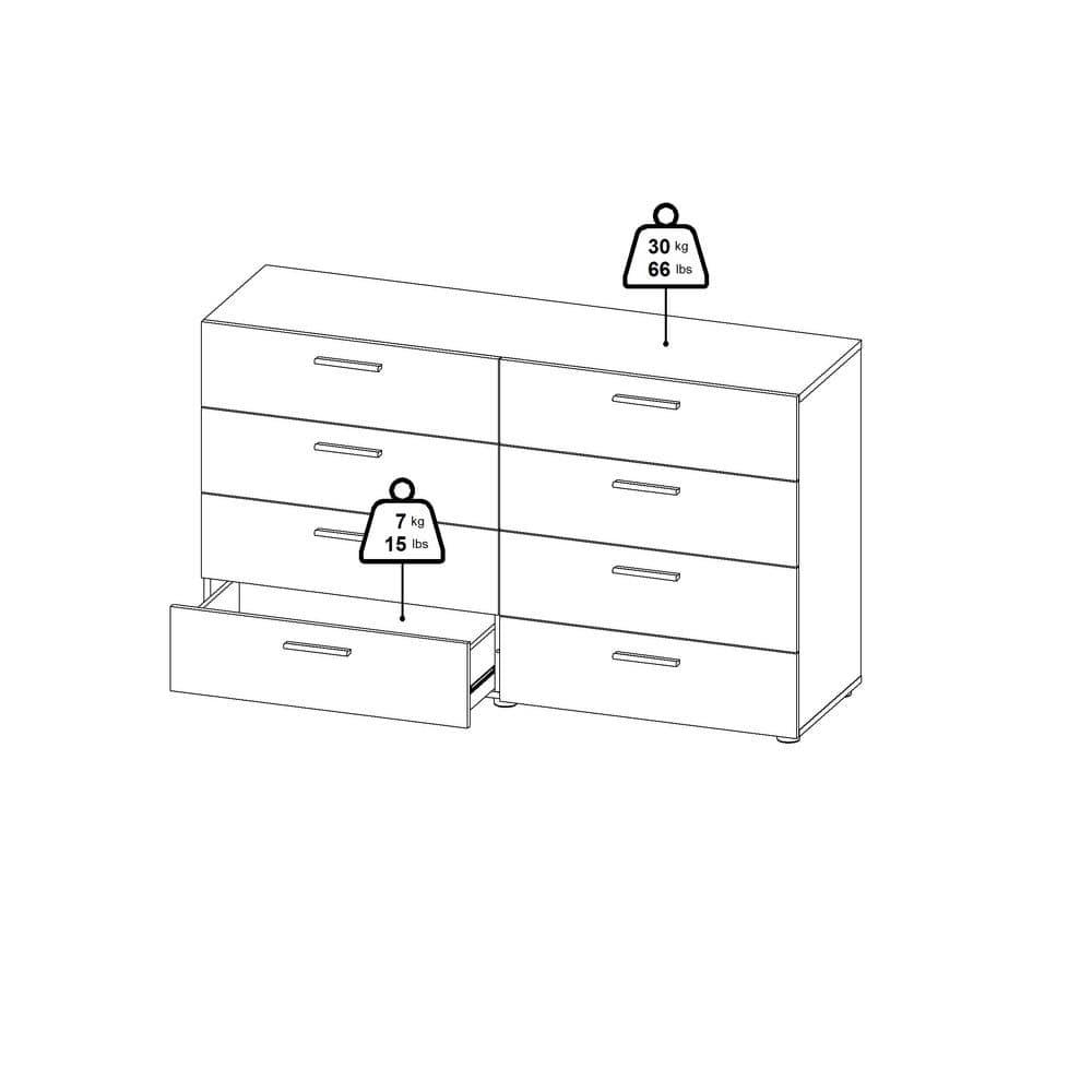 Tvilum Loft 8 Drawer Double Dresser for Adults, White