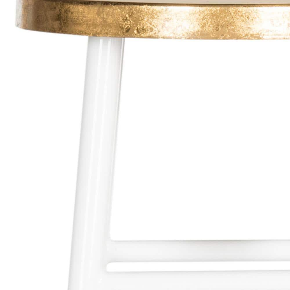 Emery Dipped Gold Leaf Bar Stool - FOX3230 - White/Gold - Safavieh Couture