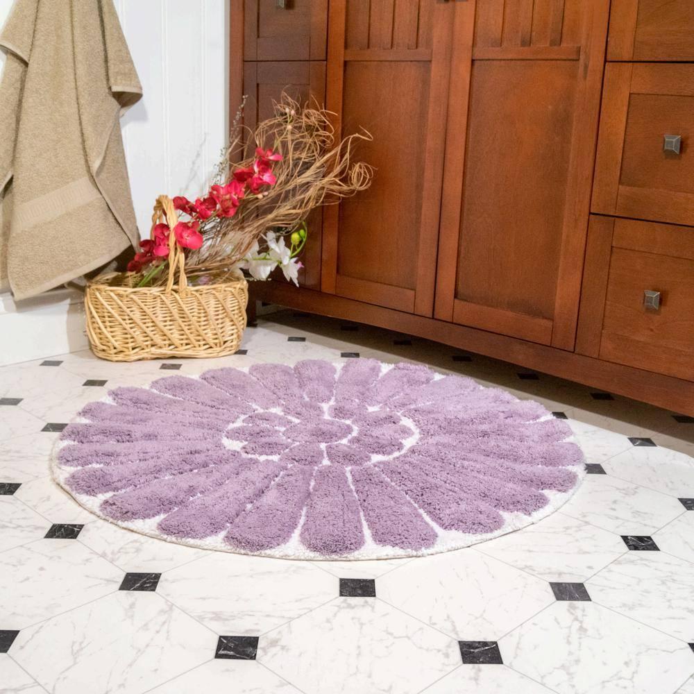 2pc Bursting Flower Bath Rug Set Lilac - Chesapeake Merchandising: Cotton Tufted, Machine Washable, Non-Slip Backing