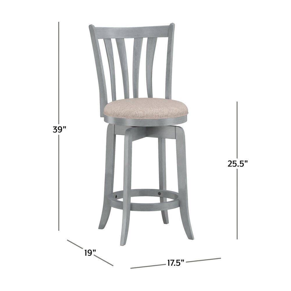 Hillsdale Furniture 25.75" Savana Swivel Counter Height Barstool Blue (Wirebrush)/Cream : Upholstered, Wood Legs, 250lb Capacity