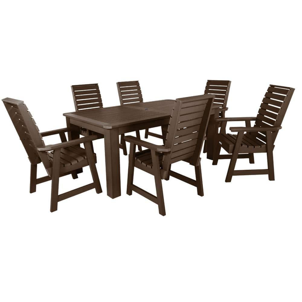 Highwood 7-pc Weatherly Dining Set - 42" x 72" Rectangle Table, Dining Height, Outdoor, Eco-friendly, Synthetic Wood