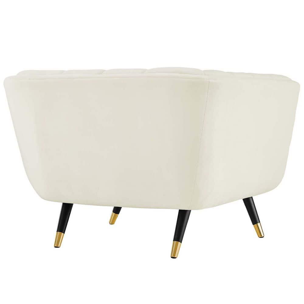 Modway Adept Performance Velvet Accent Armchair in Ivory and Black