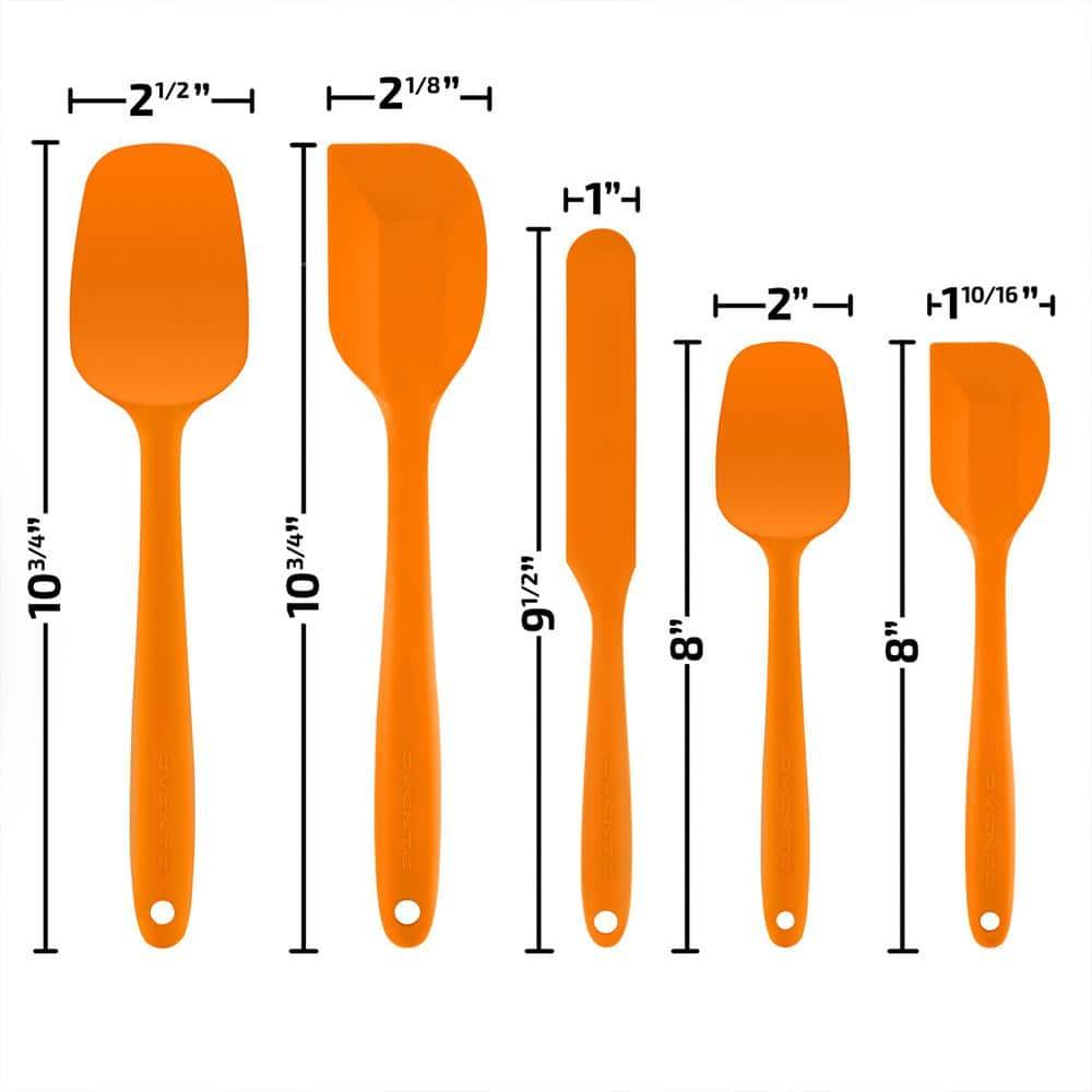 OVENTE Silicone Spatula , Food Grade Rubber Spatulas Heat Resistant w/ Stainless Steel Core & Seamless Design, Non Stick Rubber Spatula for Mixing, Baking & Cooking, 5 Pieces