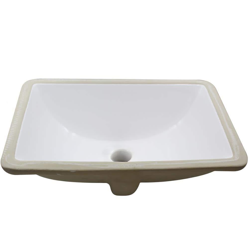 Novatto NP-U193902 Novatto 18.25'' White Porcelain Rectangular Bathroom Sink with Overflow
