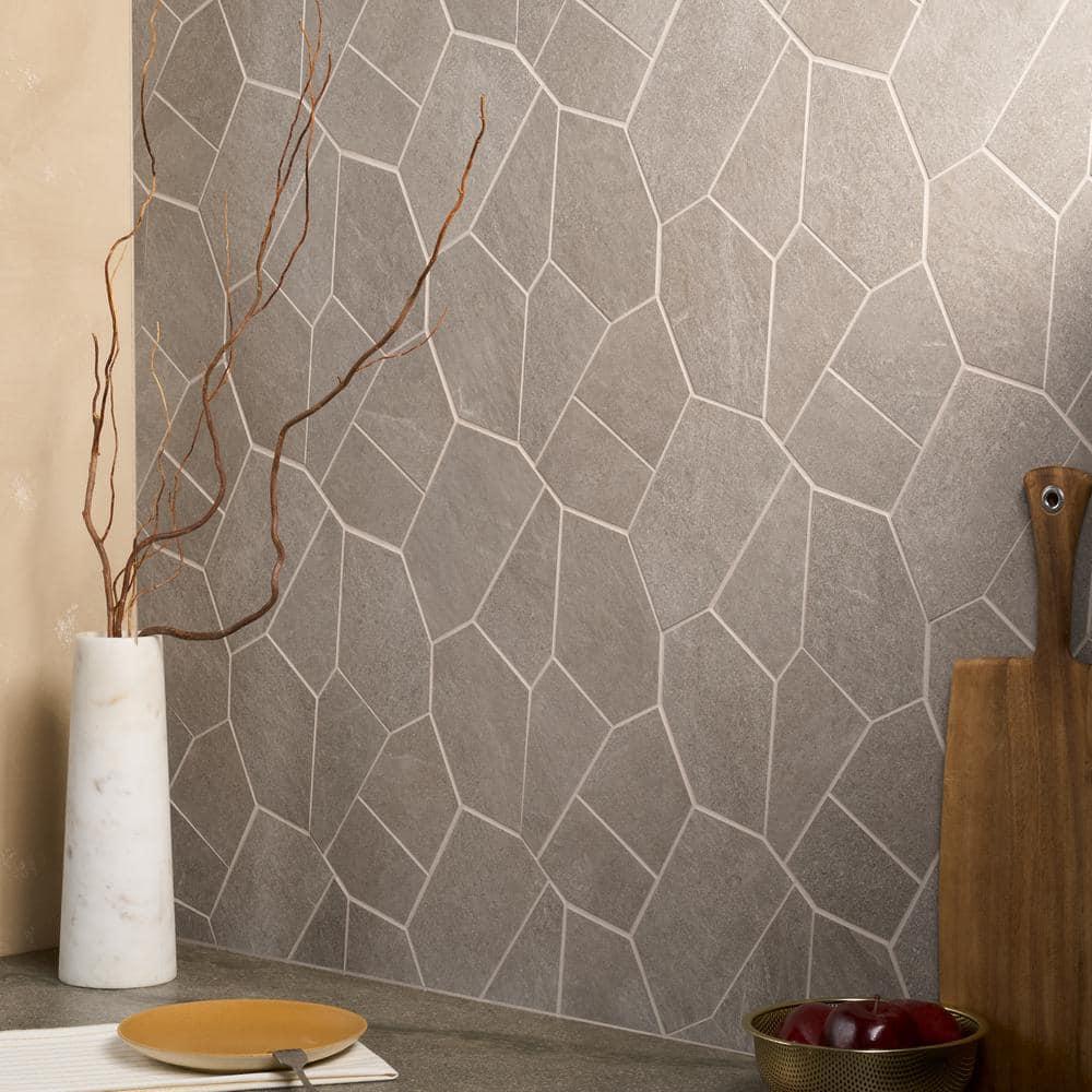 Monolith 11.81 In. X 19.68 In. Organic Pattern Matte Porcelain Mosaic Floor And Wall Tile (1.55 Sq. Ft. / Each)