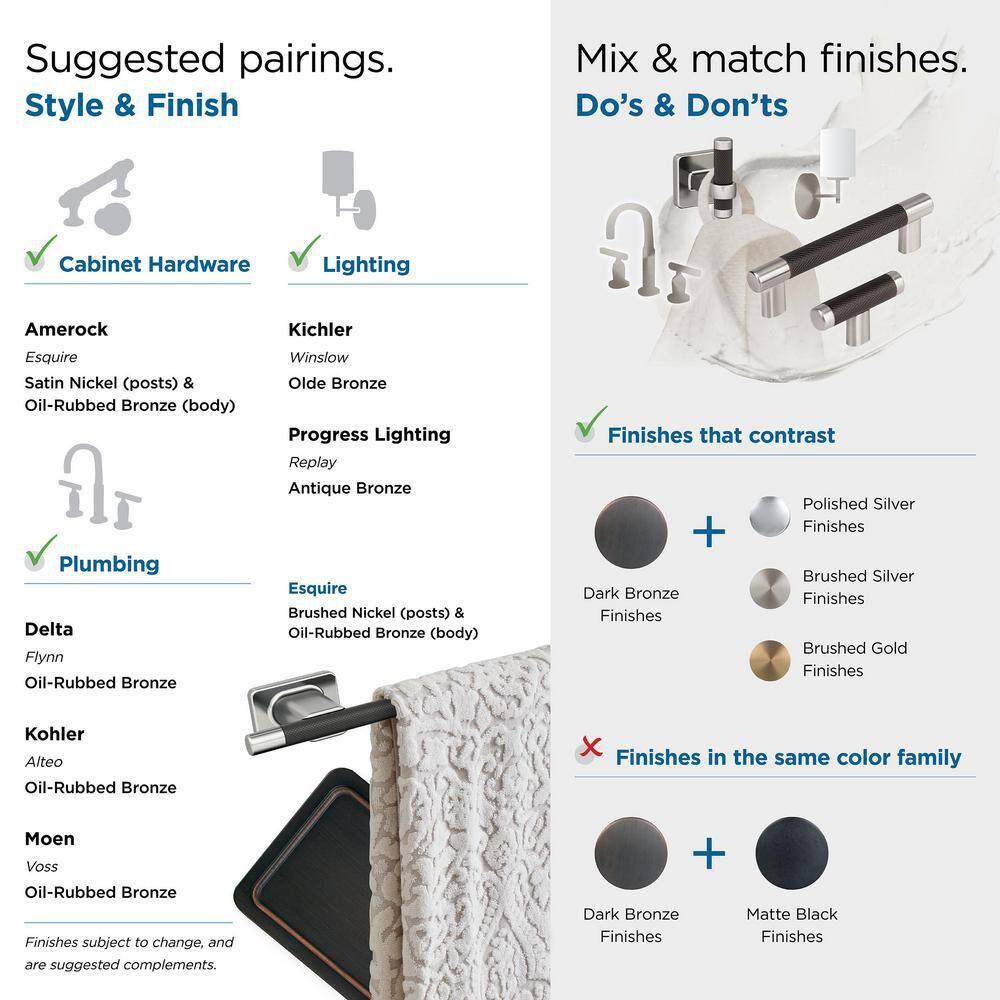 Amerock Esquire Brushed Nickel/Oil-Rubbed Bronze 18 inch (457mm) Towel Bar