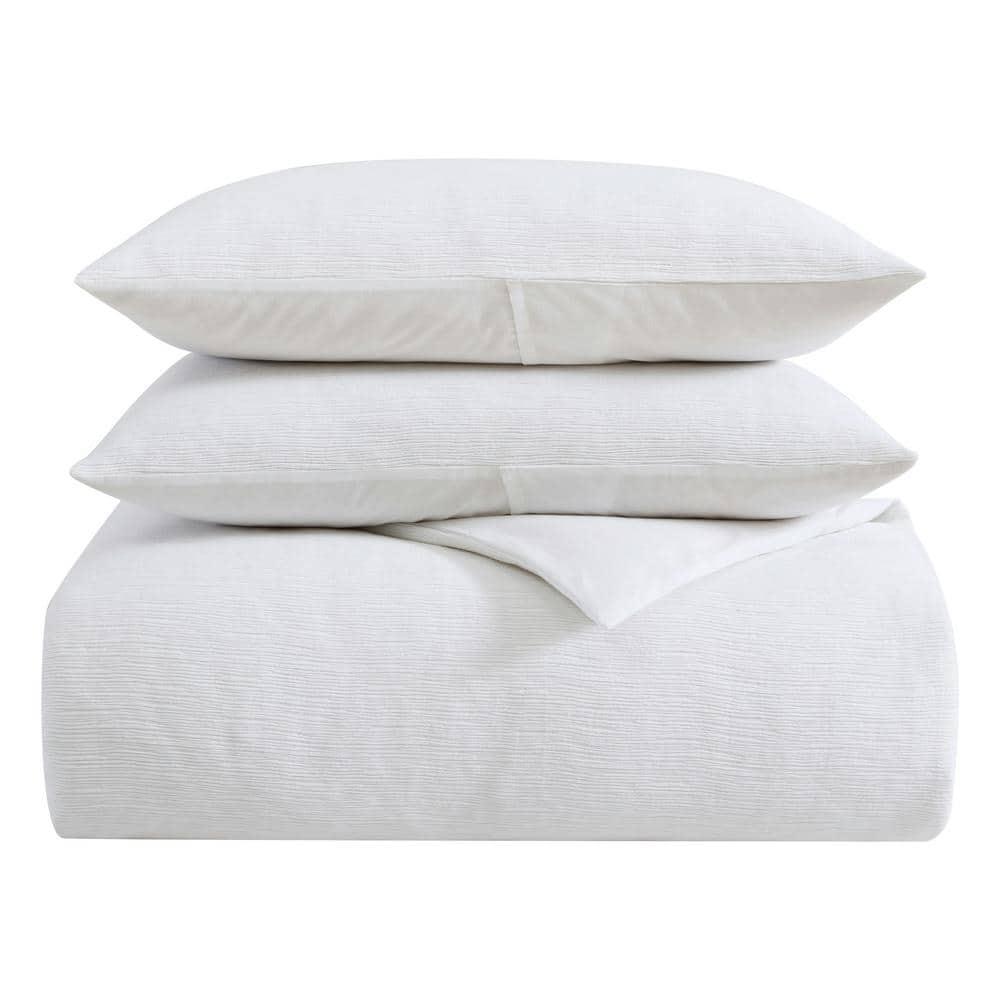 White Cotton King Bedspread Cover Set with Button Closure