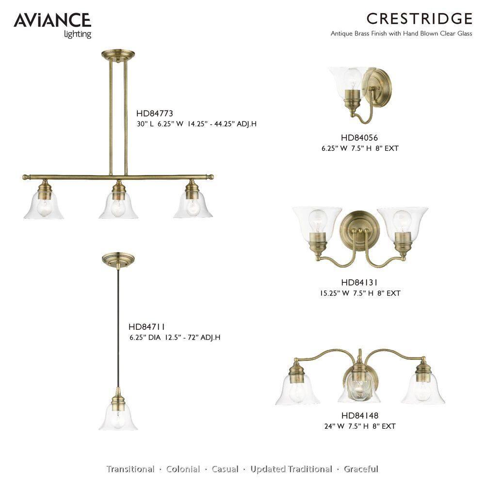 Livex Lighting Moreland 1 - Light Pendant in Antique Brass