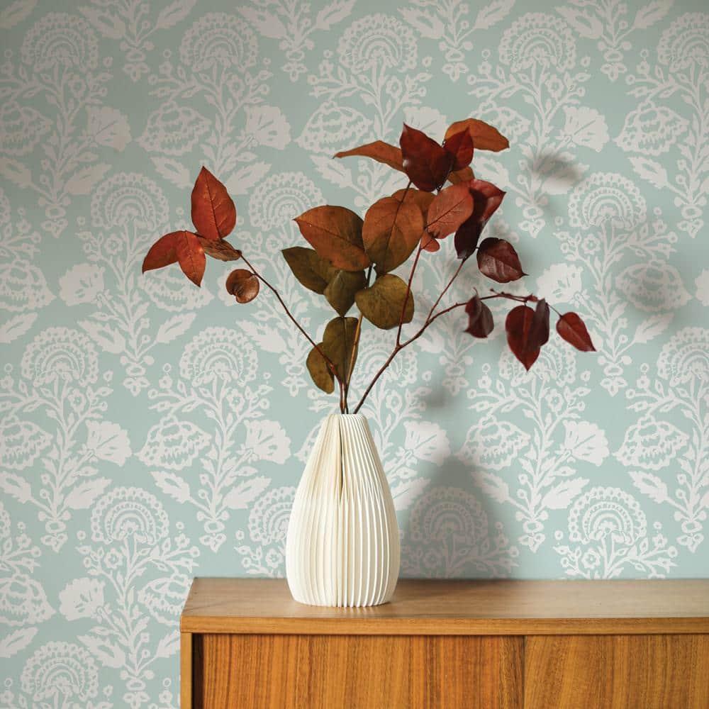Tempaper & Co.® Floral Damask Removable Peel and Stick Wallpaper, Mint, 28 sq. ft.: Self-Adhesive Vinyl, Botanical Pattern