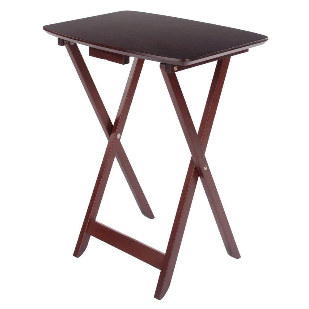 2pc Darlene Snack Table Set Walnut - Winsome: Portable, No Assembly Required, Space-Saving Design