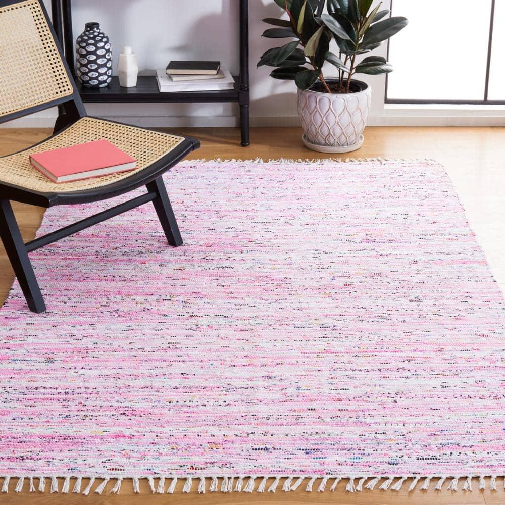 Rag Rug RAR125 Hand Woven Indoor Accent Rug - Light Pink/Multi - 2'3"x3'9" - Safavieh.