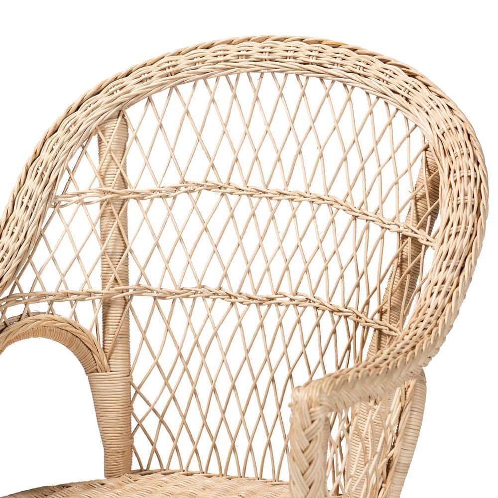 bali & pari Zaira Modern Bohemian Natural Rattan Arm Chair