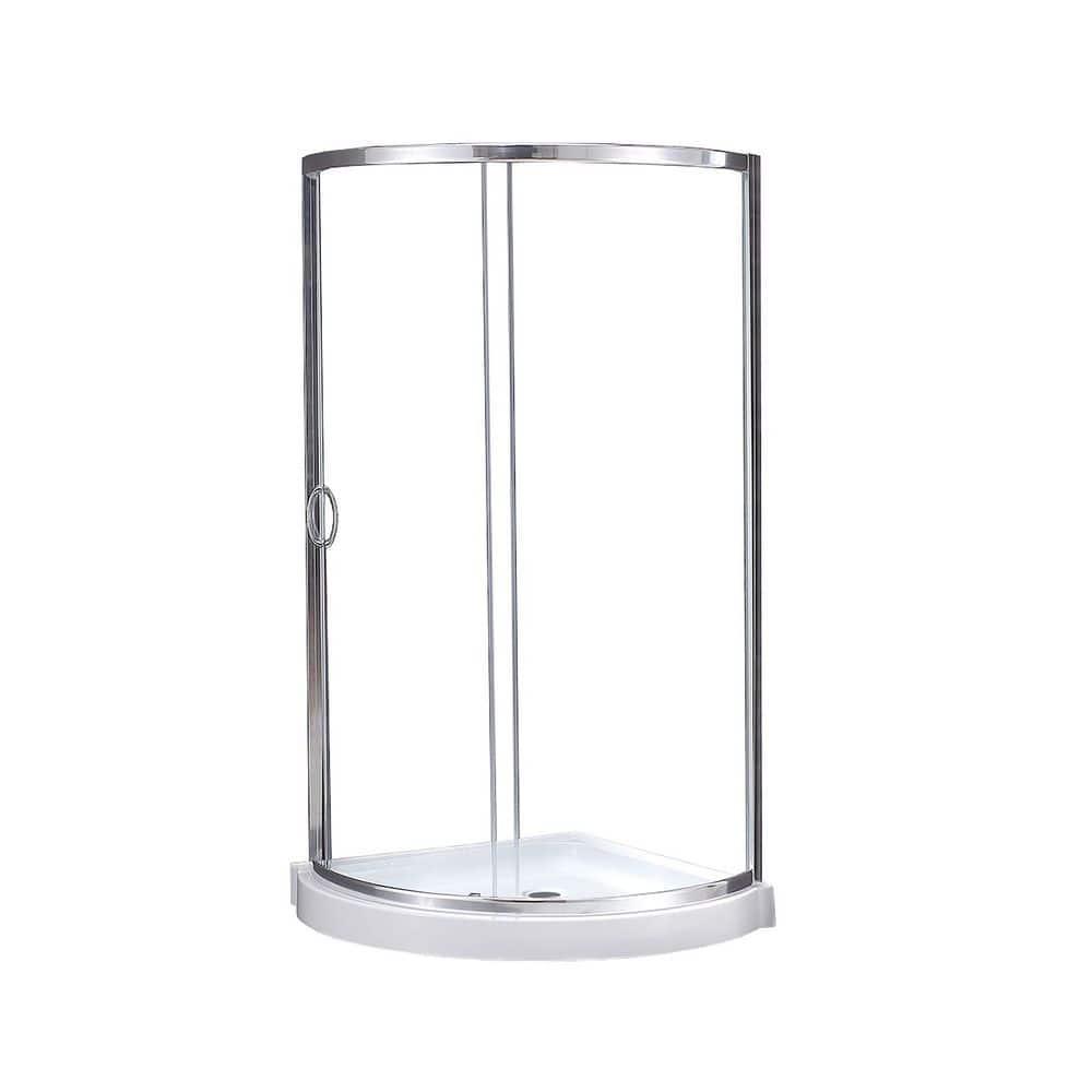 Ove Decors Breeze_36_without_walls OVE Decors Breeze Premium 40 in. Round Shower Kit w/ Clear, Base in Chrome Finish