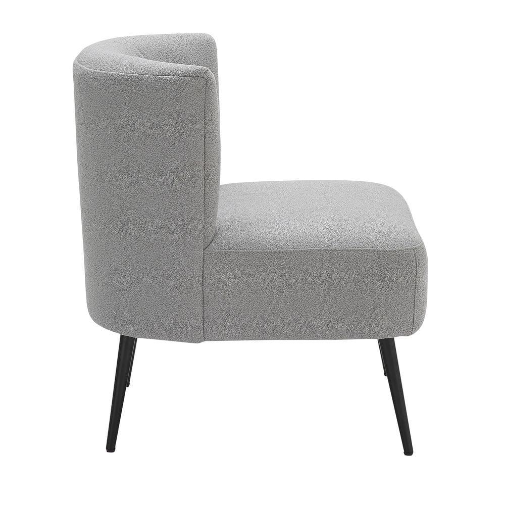 Fran Contemporary Upholstered Slipper Chair: Padded, Metal Legs, Faux Shearling - LumiSource