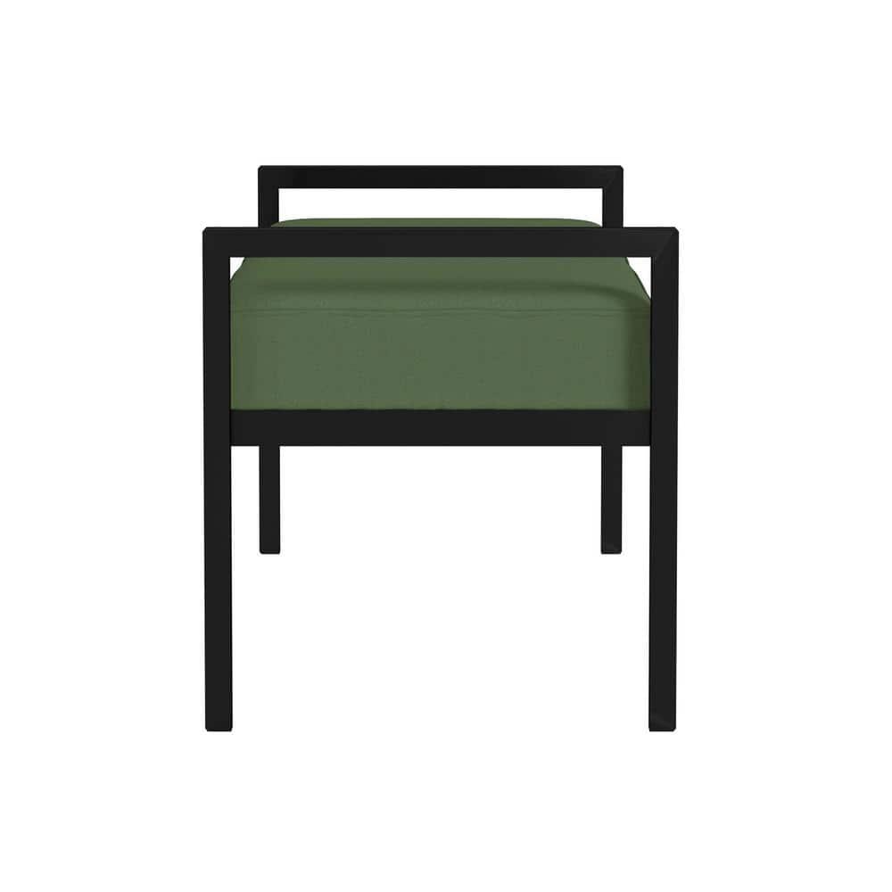 HomePop Modern Metal Bench Loden Green: Upholstered Rectangle for Entryway, End of Bed