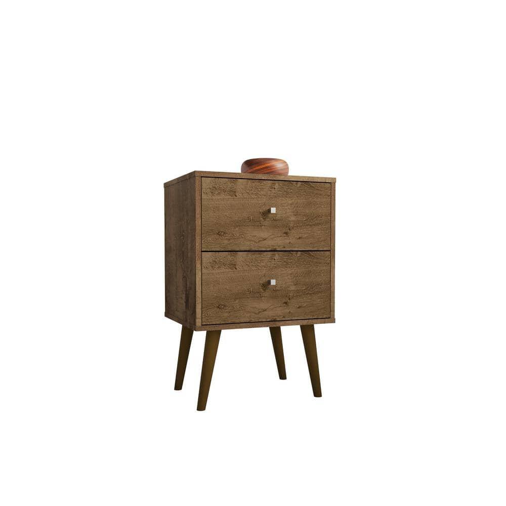 Liberty 2.0 Mid Century Modern Nightstand Rustic Brown - Manhattan Comfort