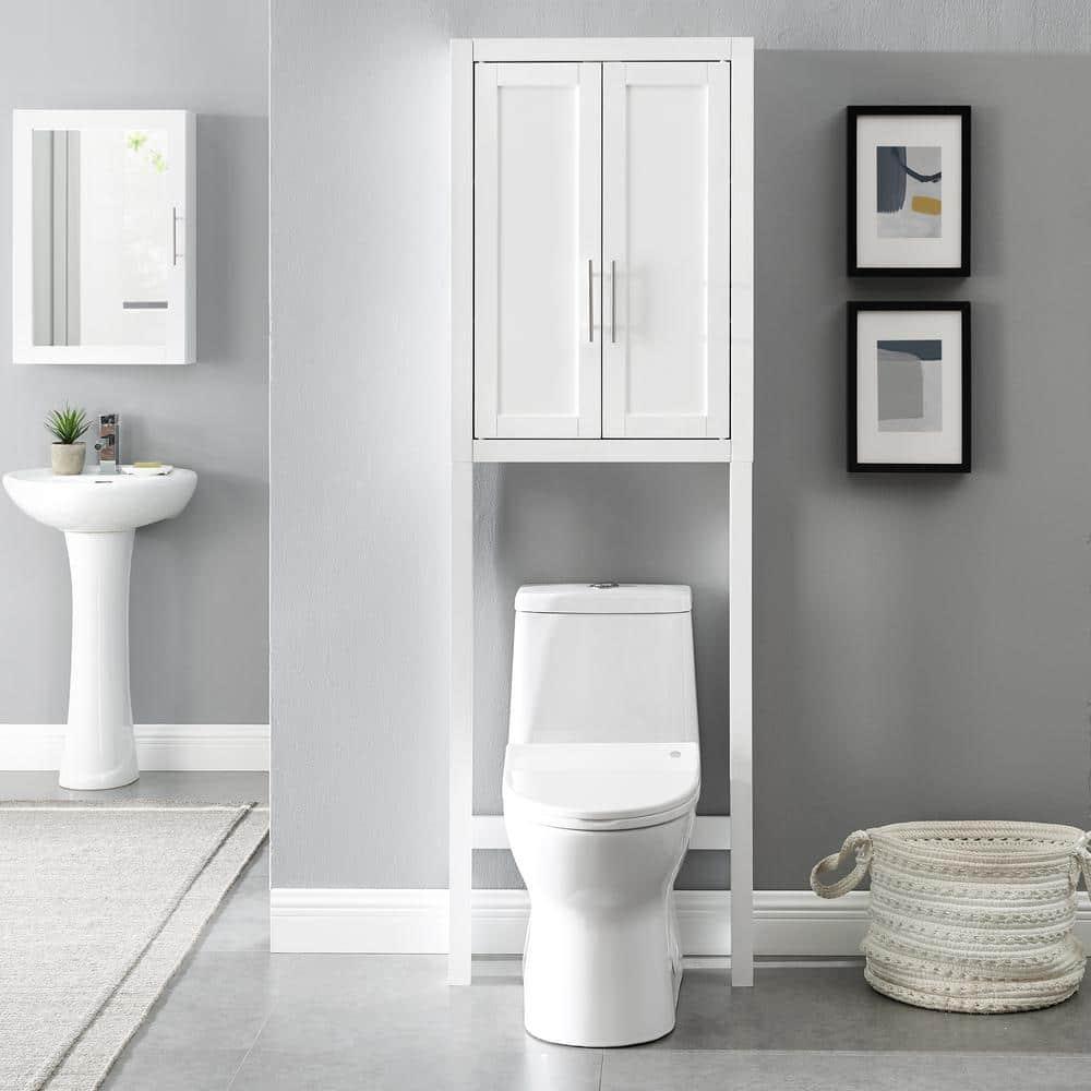 Savannah Space Saver White - Crosley: Bathroom Etagere with Adjustable Shelves, MDF Frame, Anti-Tip Hardware