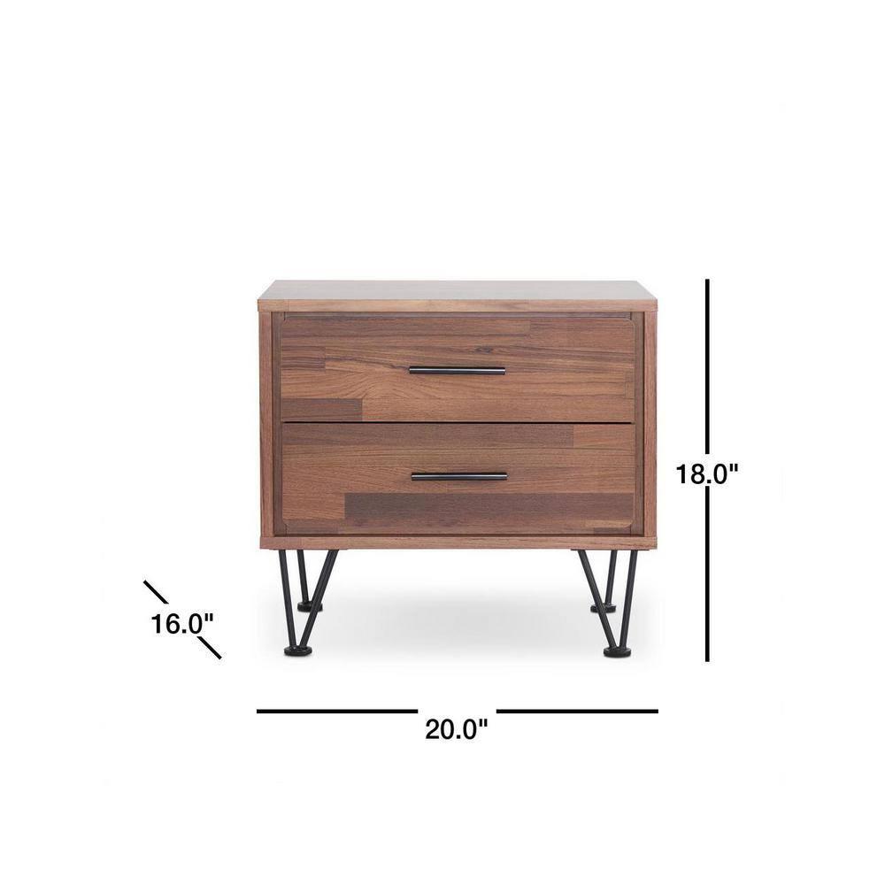 20" Deoss Accent Table Walnut Finish - Acme Furniture: Glass Top, Geometric Base, No Tools Assembly