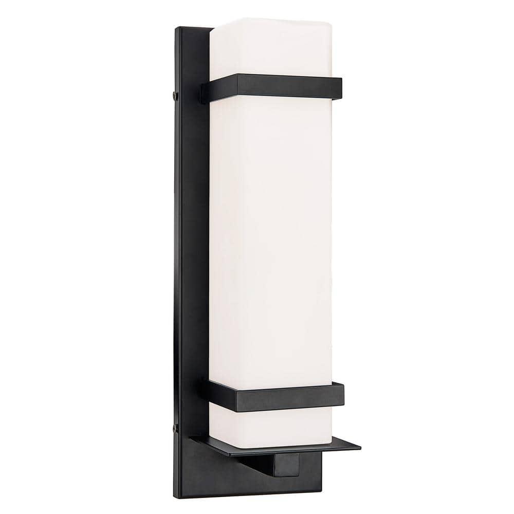 Davis 1-Light Indoor/Outdoor ADA Compliant Wall Light with White Opal Glass, Wet Rated for Porch, Patio, and Entryway – Design House, 588590-BLK
