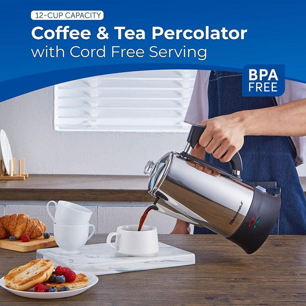 Elite Gourmet Stainless Steel 12-Cup Coffee Percolators