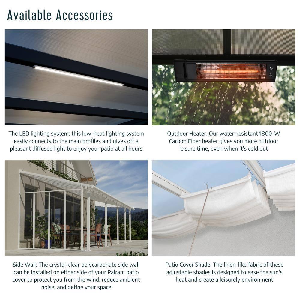 Palram - Canopia Feria 10' x 24' Polycarbonate/Galvanized Steel Patio Cover - Gray/Clear