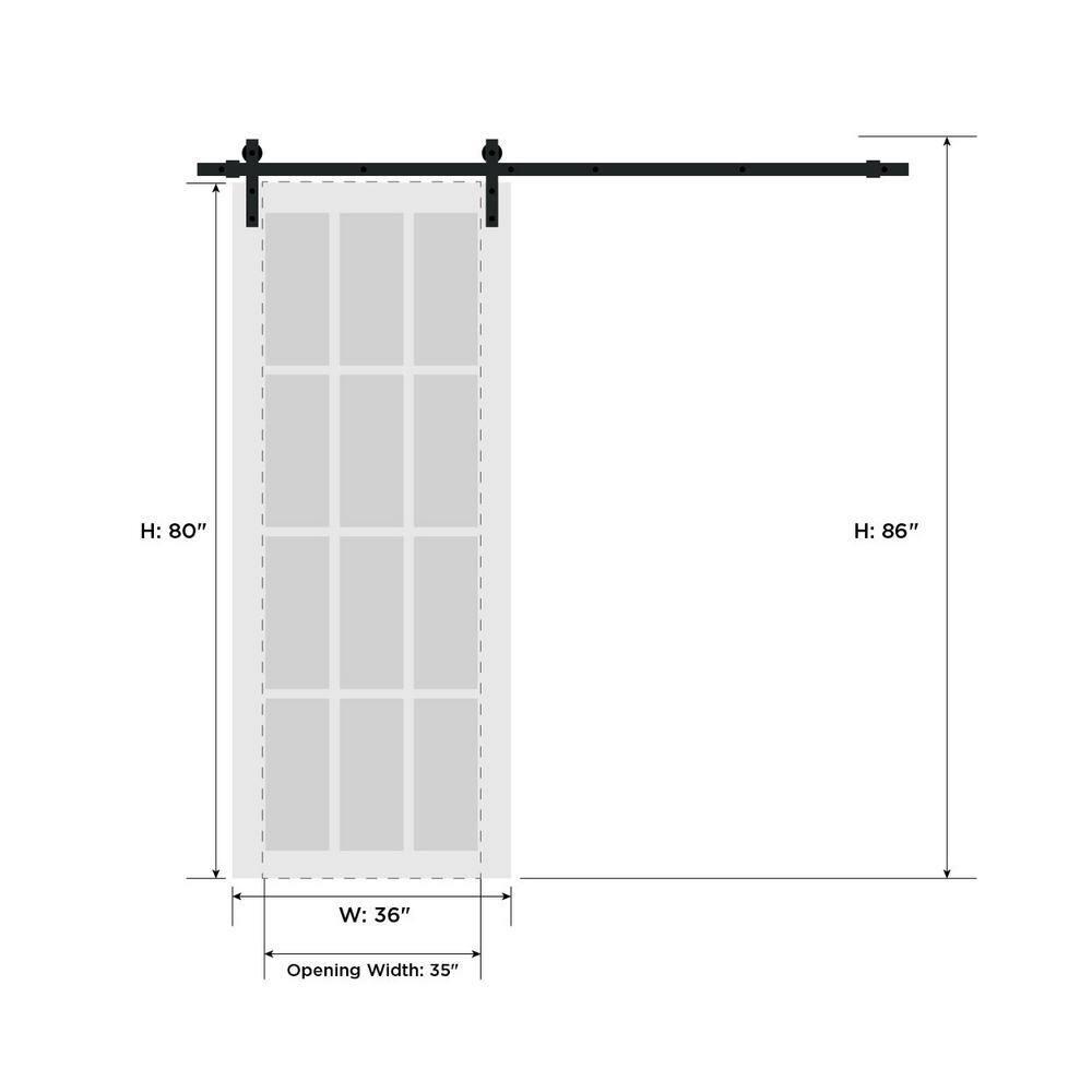 SARTODOORS Lucia Clear Glass Paneled Wood Barn Door