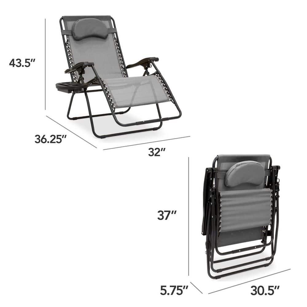Best Choice Products Oversized Zero Gravity Chair, Folding Outdoor Patio Recliner w/ Cup Holder - Gray